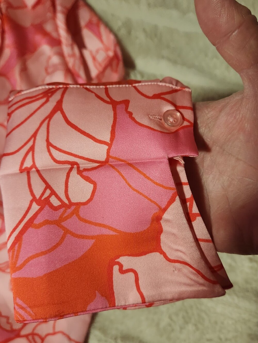 Boston Proper Sophia Blouse 12 Pink Floral Silk Charmeuse Button Up Top EUC - Picture 7 of 11